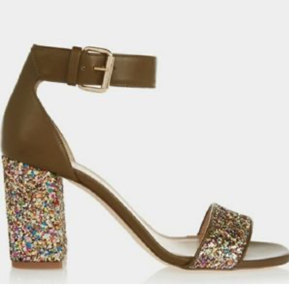 J Crew Glitter Block Heels/Sandals